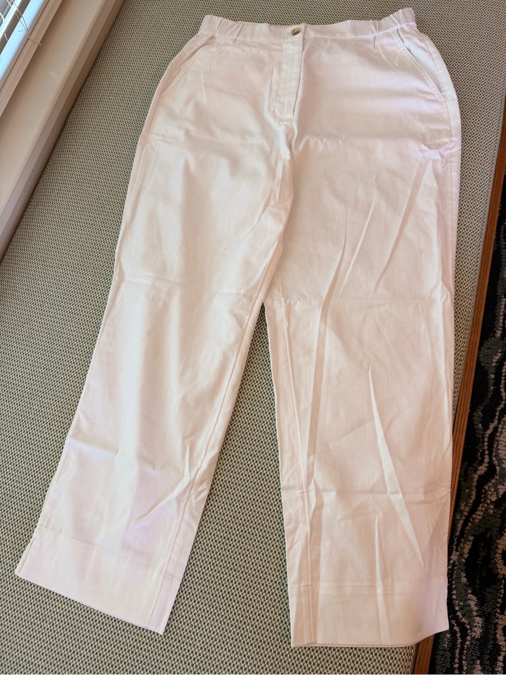 Banana Republic White tapered linen-blend pull on ankle pant Size M #166 - Picture 9 of 14
